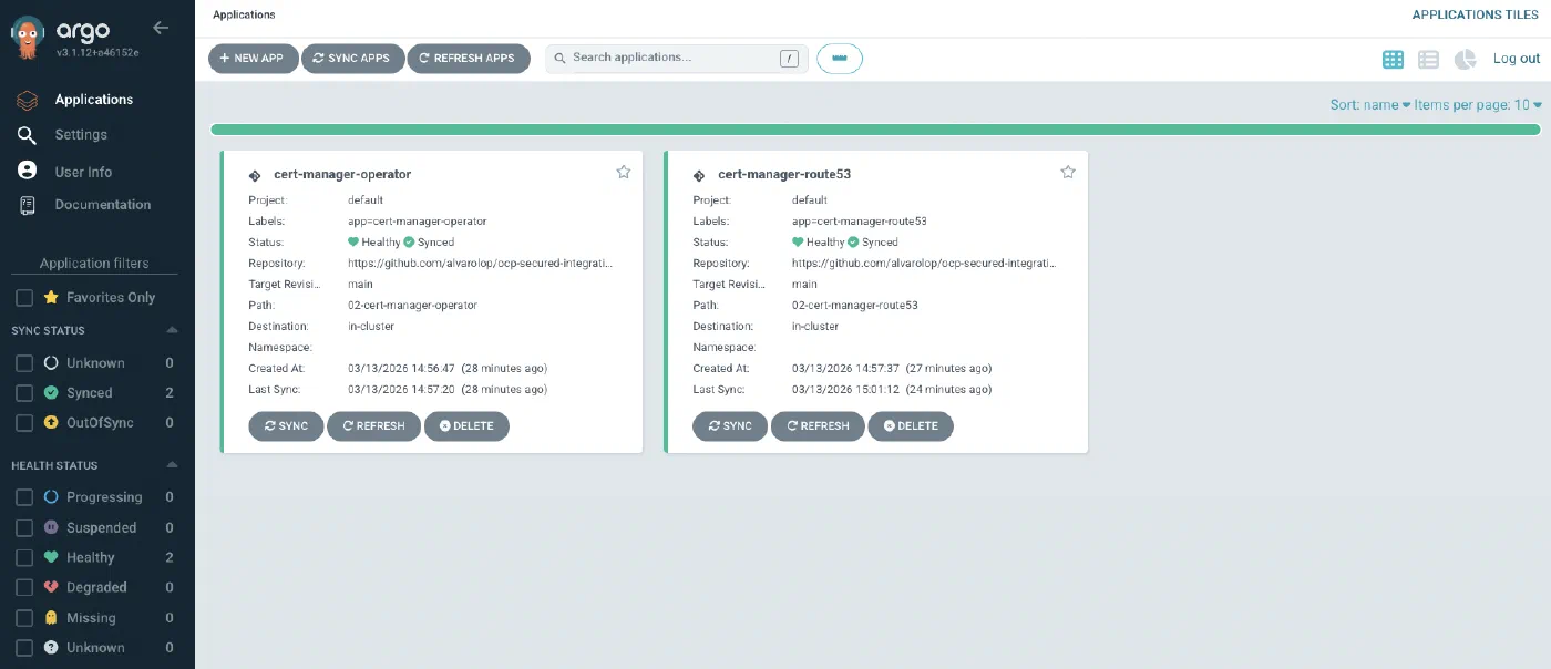 Argo CD applications deployed as part of the cluster bootstrap Argo CD applications deployed as part of the cluster bootstrap