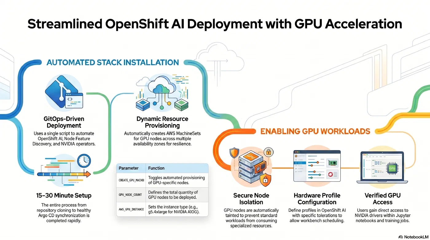 From GitOps repo to OpenShift AI deployment with verified GPU access in minutes - AI generated]