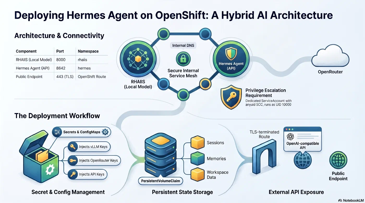 Hermes Agent on OpenShift: Private by default, cloud access when needed - AI generated Hermes Agent on OpenShift: Private by default, cloud access when needed - AI generated