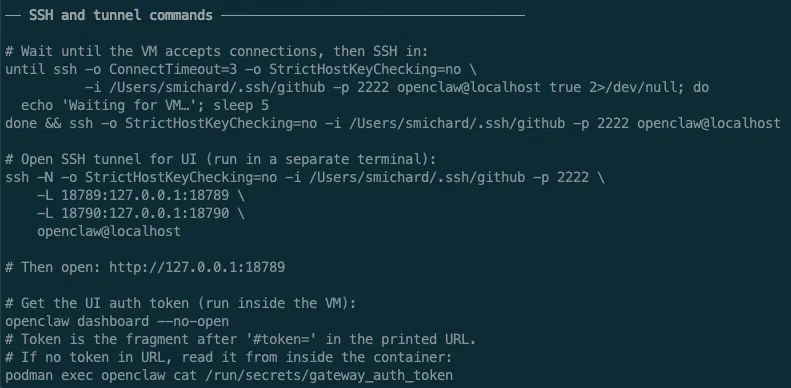 Terminal output once the build step completes. Terminal output once the build step completes.